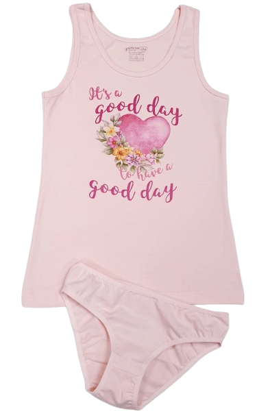 Детски комплект бельо за момиче сърце и надпис