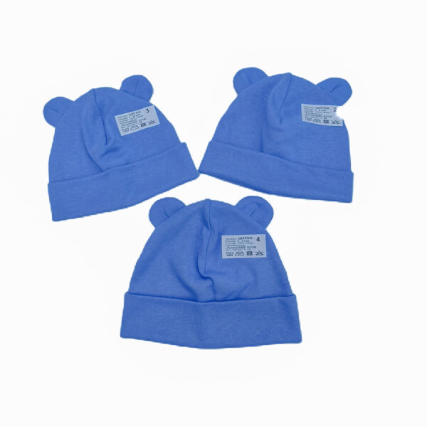 Пролетна бебешка шапка с ушички в синьо