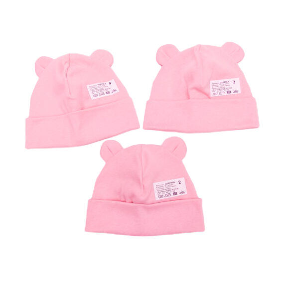Пролетна бебешка шапка с ушички в светло розово