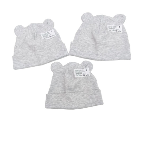 Пролетна бебешка шапка с ушички в сиво