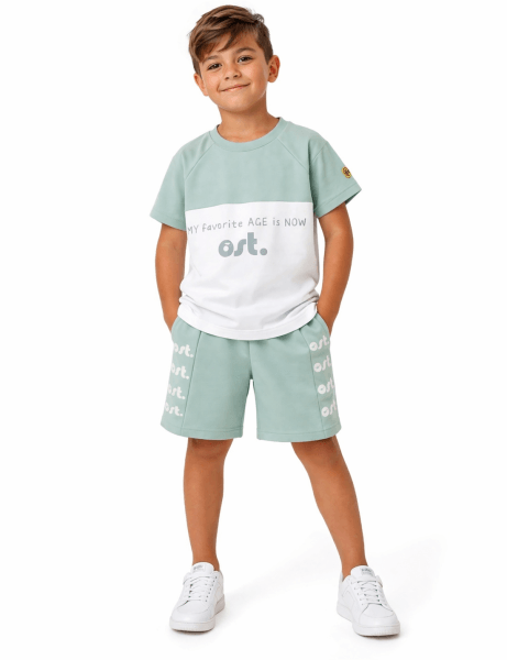 Детски летен комплект в свеж зелен цвят RACH