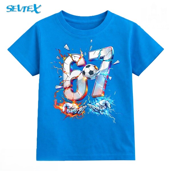 Детска тениска „67“ с футболна топка – спортен дизайн за момчета * Севтекс