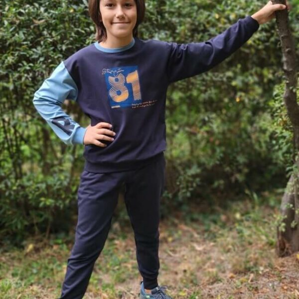 Ватиран комплект Рач в тъмно синьо с букви