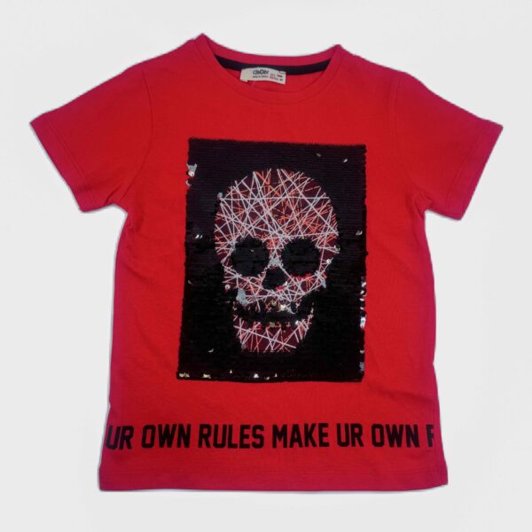 Червена тениска с череп