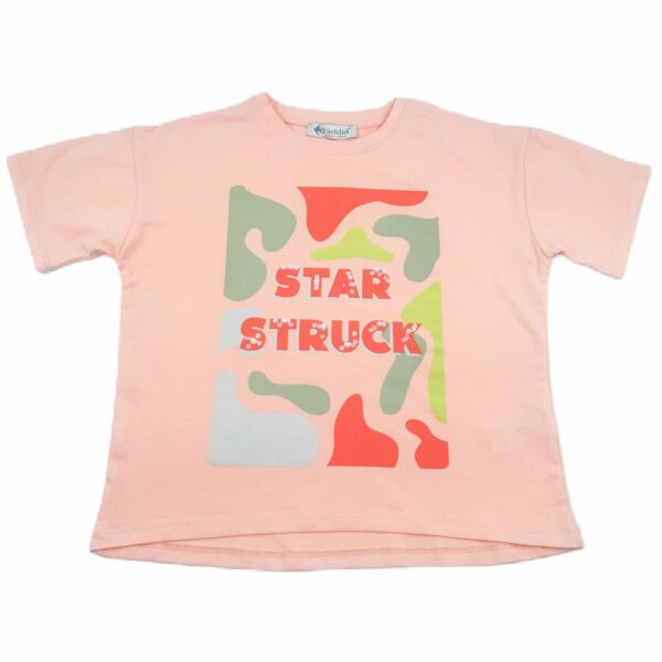 CICHLID Широка тениска в прасковен цвят