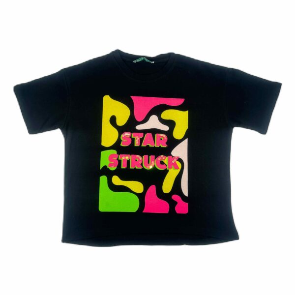 CICHLID Черна тениска с цветни петна