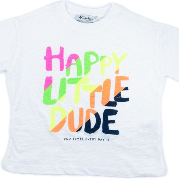 CICHLID Бяла тениска с цветни надписи