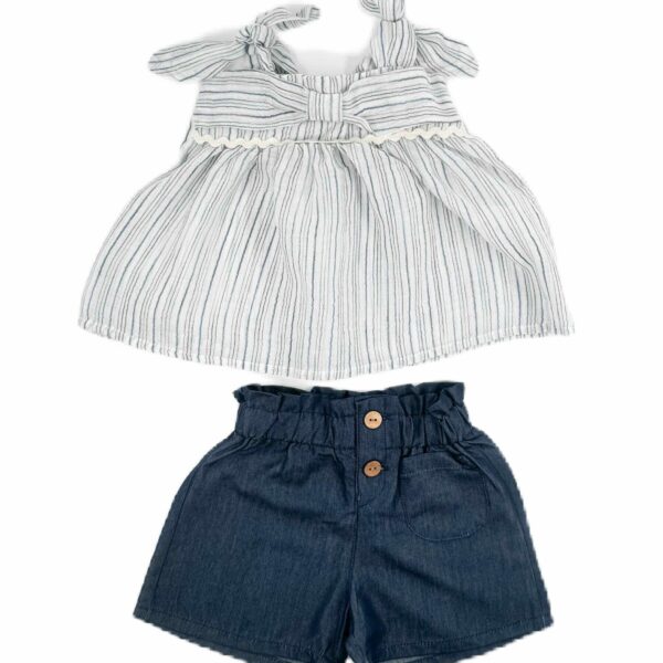 CIKOBY Летен комплект за момиче със сини панталонки