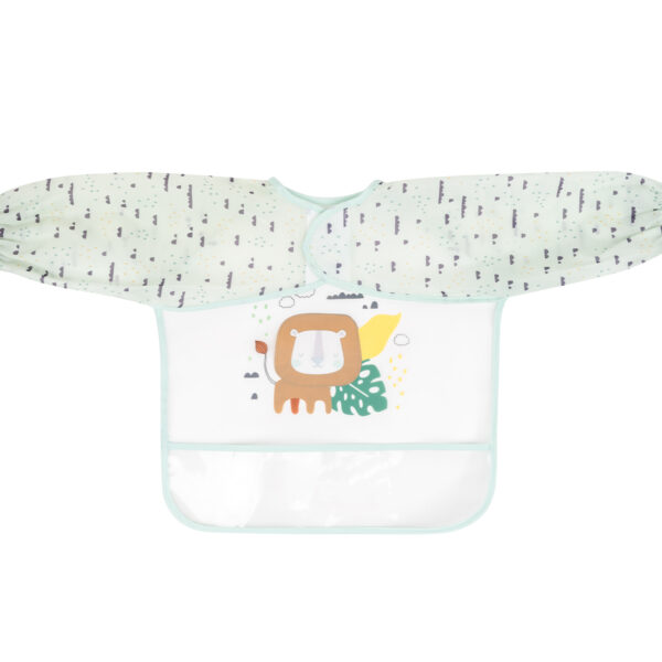 безопасен и лесен за почистване; • Джоб за улавяне на трохи и закопчалка тип велкро;• Подходящ за деца 4+ месеца;• Без BPA. Размери:- Продукт: 71х0.2х37 см / 0.06 кг- Вътрешен кашон: 47x38x12 см / 2.8 кг / 24 бр/кашон- Кашон: 78x48.5x74 см / 34.6 кг / 288 бр/кашон 