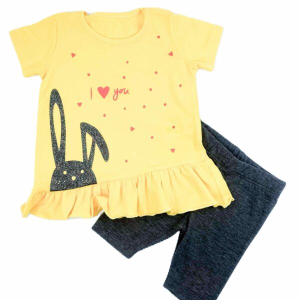 Летен комплект за бебе с жълта туника
