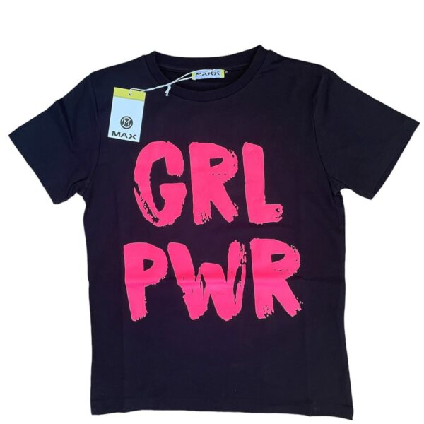 MAXX Черна тениска за момиче GRL PWR