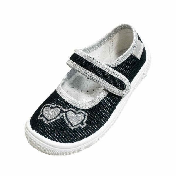 ViGGaMi Детски пантофи за момиче "Сиви брокатени сърца"