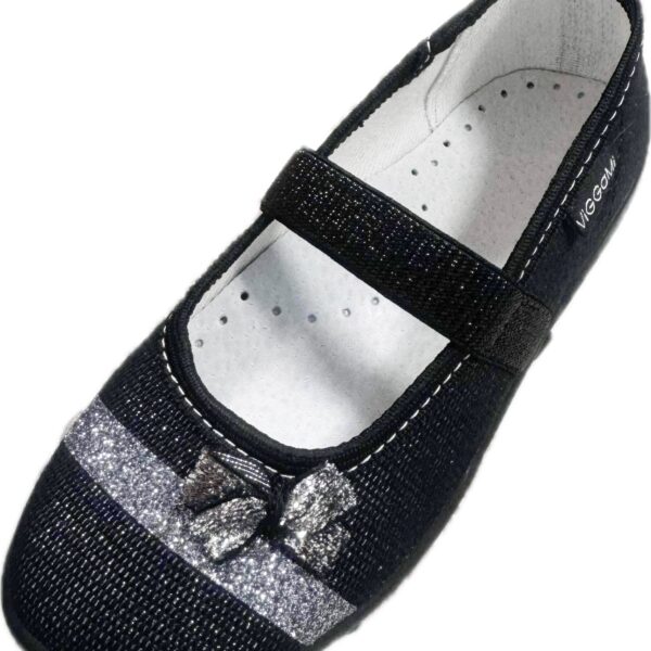 ViGGaMi Детски пантофи балеринки със сива лъскава панделка