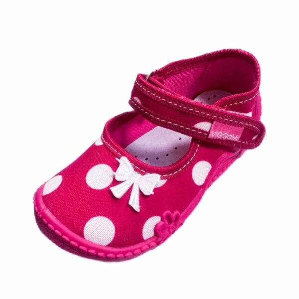 Цикламени детски пантофи на точици ViGGaMi