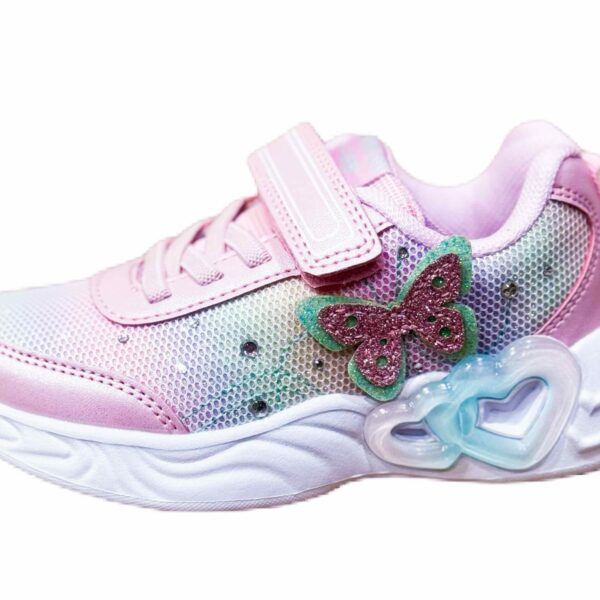 Розови светещи маратонки за момиче с пеперуда