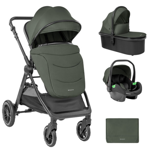Комбинирана количка 3в1 с кош за новородено Ava Army Greenin stock