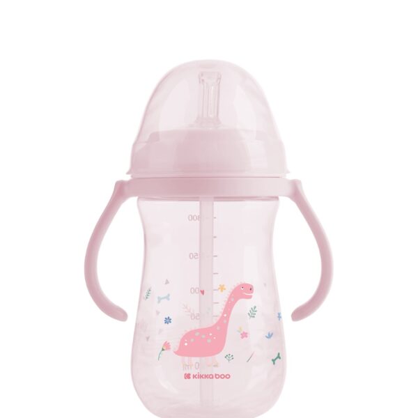 Чаша със силиконовa сламка 300мл Dino World Pinkin stock