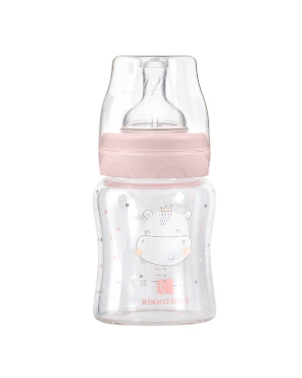 Шише стъклено 120мл Hippo Dreams Pinkin stock