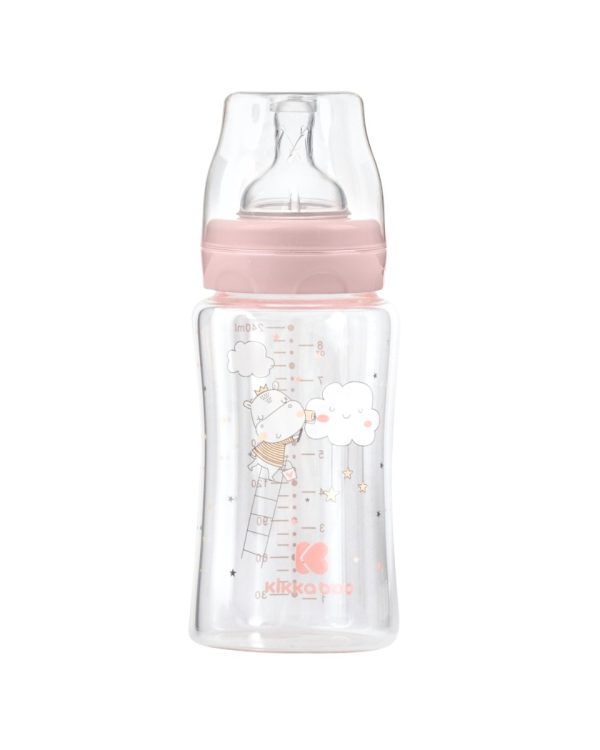 Шише стъклено 240мл Hippo Dreams Pinkin stock