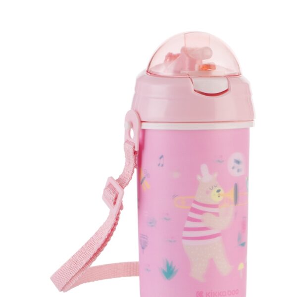 Чаша със силиконовa сламка и каишка 450мл Music Fest Pinkin stock