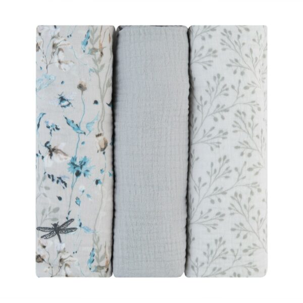 Комплект 3 бр муселинови пелени 100х100 см Dreamy Fields Greyin stock
