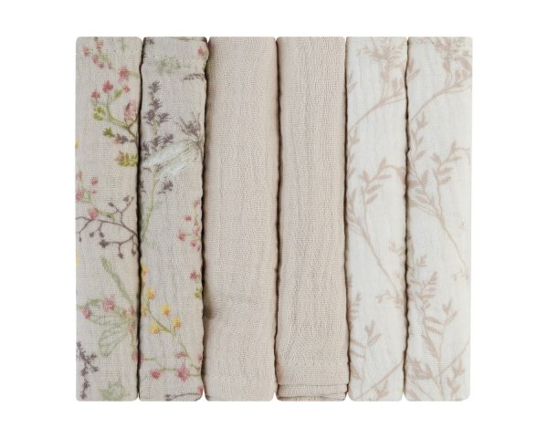 Комплект 6 бр муселинови кърпички 30х30 см Secret Garden Beigein stock