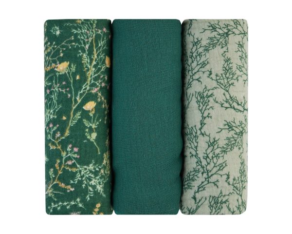 Комплект 3 бр муселинови пелени 75х75 см Secret Garden Greenin stock