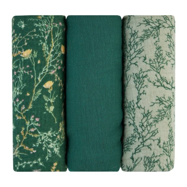 Комплект 3 бр муселинови пелени 75х75 см Secret Garden Greenin stock