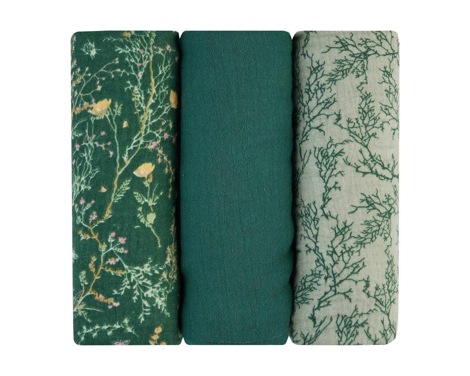 Комплект 3 бр муселинови пелени 75х75 см Secret Garden Greenin stock