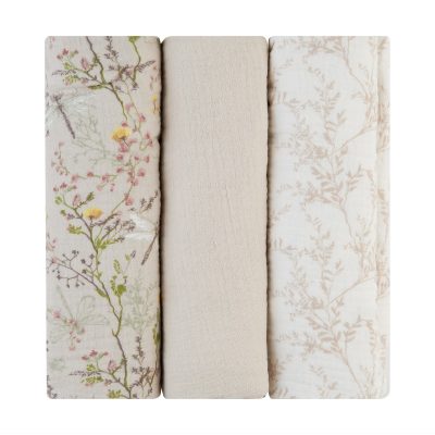 Комплект 3 бр муселинови пелени 100х100 см Secret Garden Beigein stock
