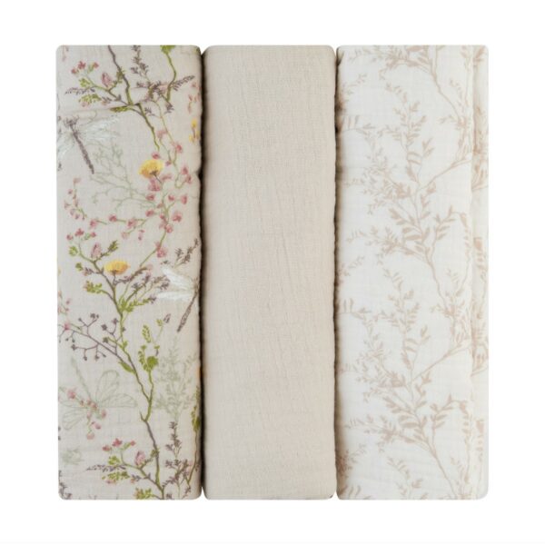 Комплект 3 бр муселинови пелени 100х100 см Secret Garden Beigein stock