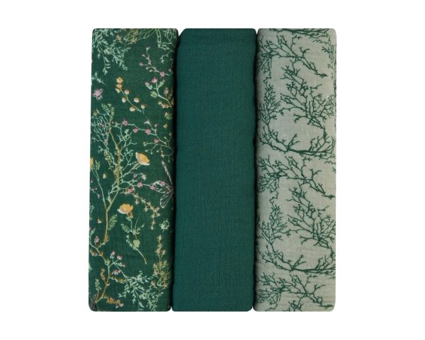 Комплект 3 бр муселинови пелени 100х100 см Secret Garden Greenin stock