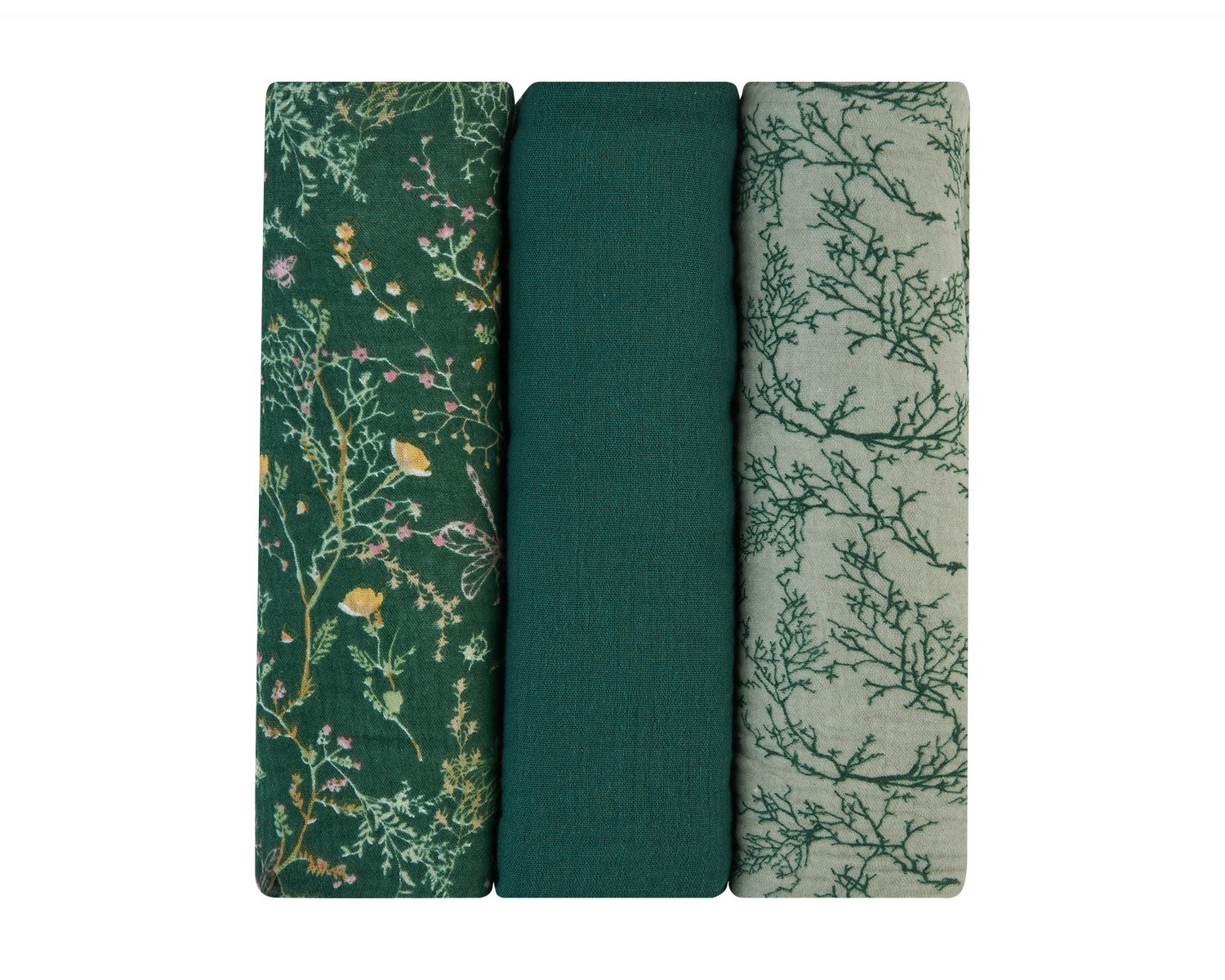 Комплект 3 бр муселинови пелени 100х100 см Secret Garden Greenin stock