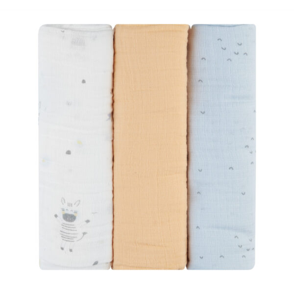 Комплект 3 бр муселинови пелени 100х100 см Stripy Friendsin stock