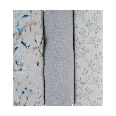 Комплект 3 бр муселинови пелени 75х75 см Dreamy Fields Greyin stock