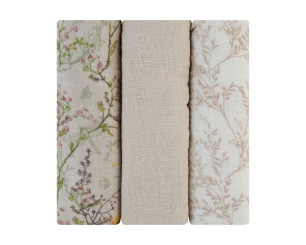 Комплект 3 бр муселинови пелени 75х75 см Secret Garden Beigein stock