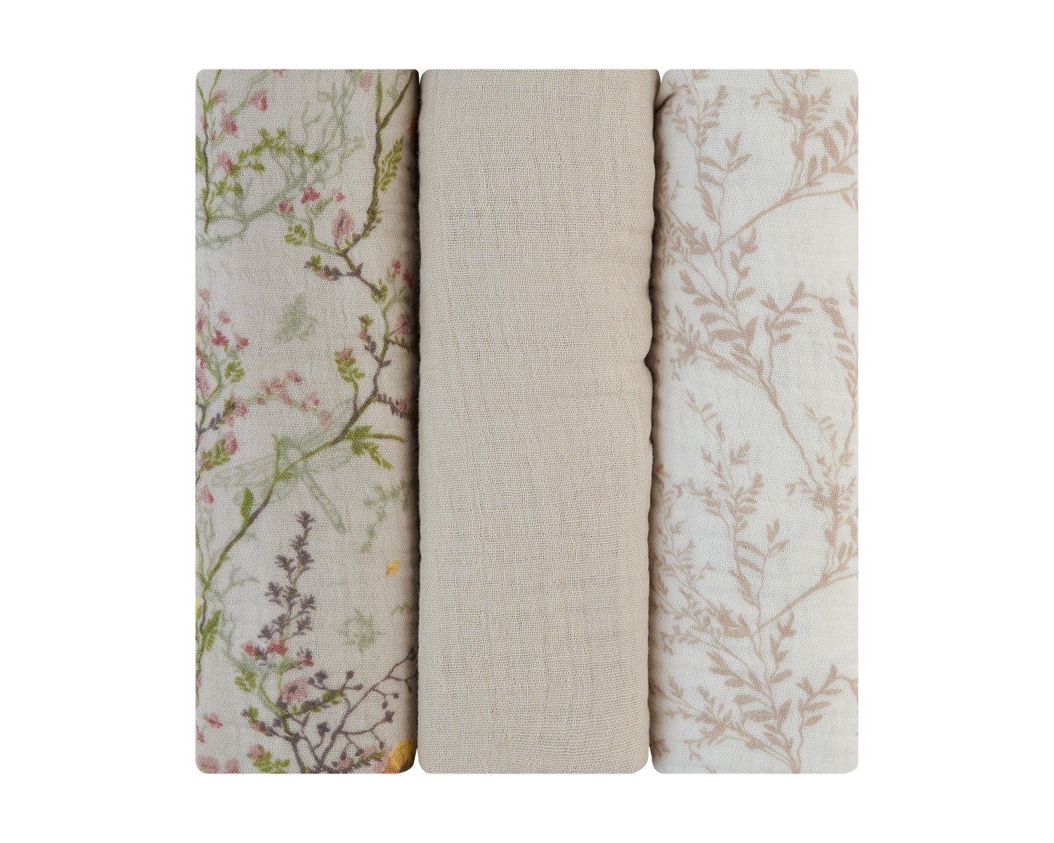 Комплект 3 бр муселинови пелени 75х75 см Secret Garden Beigein stock