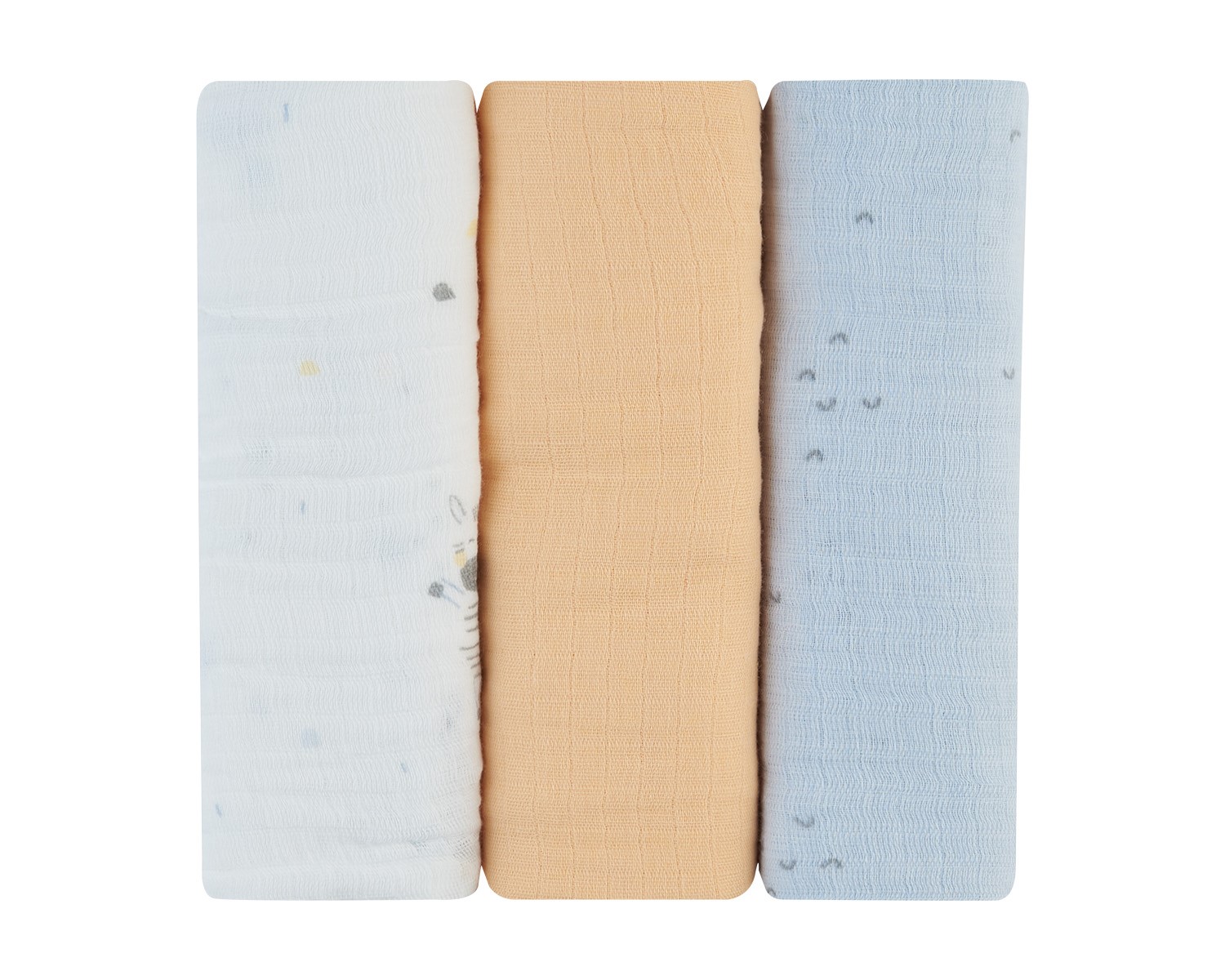 Комплект 3 бр муселинови пелени 75х75 см Stripy Friendsin stock