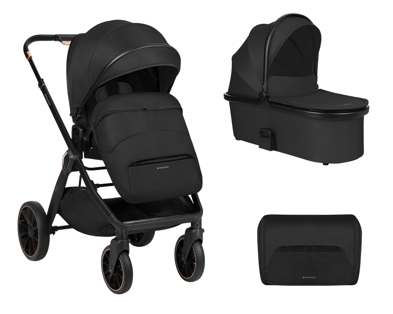 Комбинирана количка 2в1 с кош за новородено Tiffany Black 2024in stock