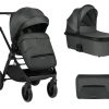 Комбинирана количка 2в1 с кош за новородено Tiffany Dark Grey 2024in stock