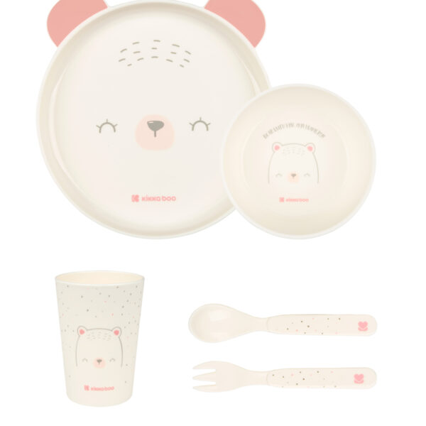 Сет за хранене пластмаса Bear with me Pinkin stock