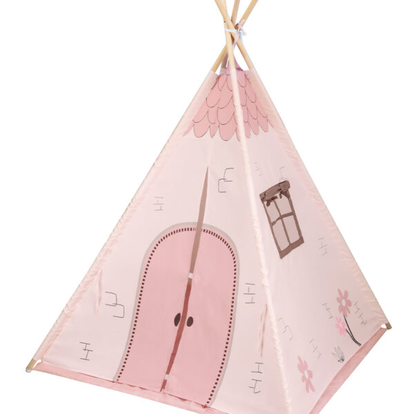 Дървена палатка за игра с мека подложка - Pink Houseout of stock