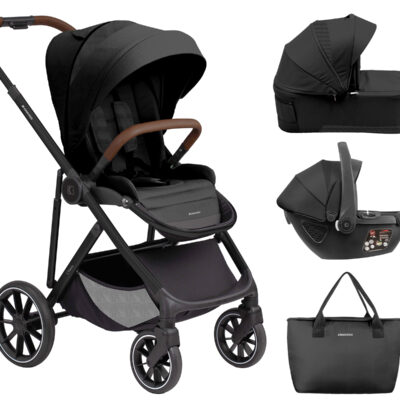 Комбинирана количка 3в1 с кош за новородено Chiara Blackin stock
