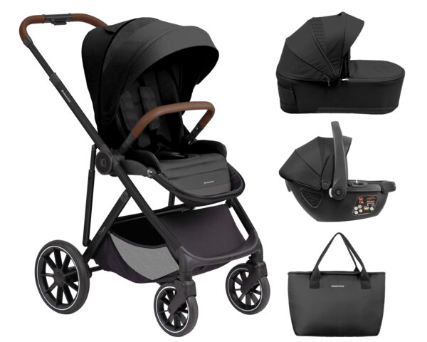 Комбинирана количка 3в1 с кош за новородено Chiara Blackin stock
