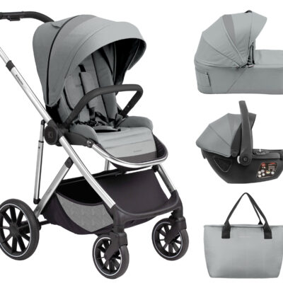 Комбинирана количка 3в1 с кош за новородено Chiara Greyin stock