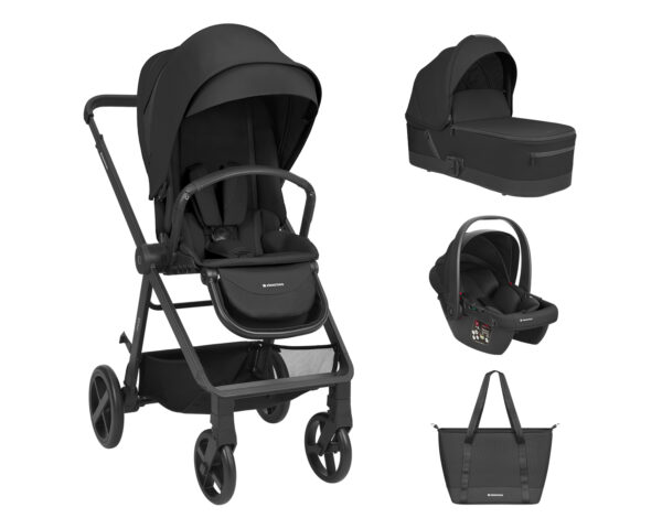 Комбинирана количка 3в1 с кош за новородено Mia Blackin stock