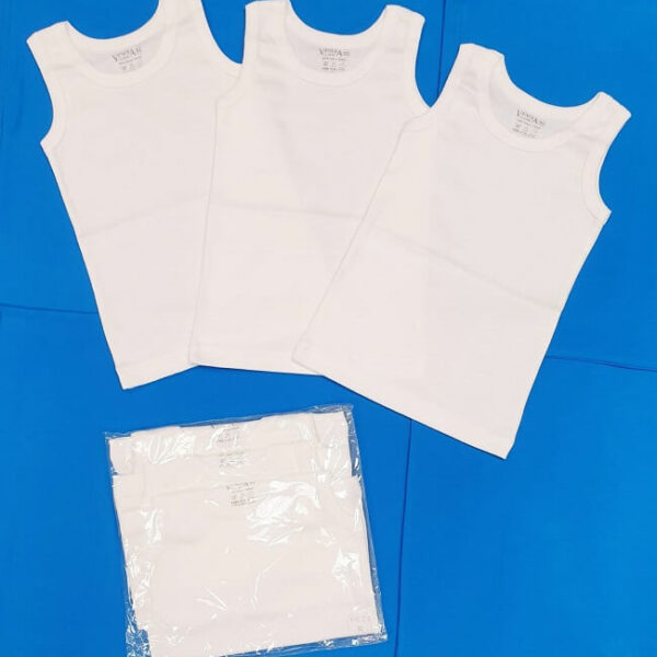 Бял рипсен потник за момче