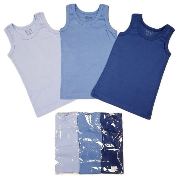 едноцветен рипсен потник за момче с тъмно синьо