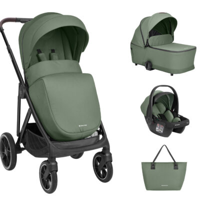 Комбинирана количка 3в1 с кош за новородено Chiara Army Greenin stock