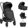 Комбинирана количка 3в1 с кош за новородено Chiara Blackin stock